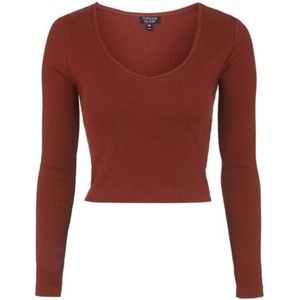 Topshop ribbed v-neck crop top